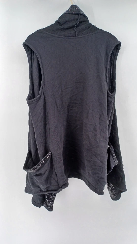 Cárdigan para mujer JUICY COUTURE pequeño negro chaleco sin mangas con bolsillos. Foto 2 de 4