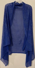 Women’s, Lovely, Deep Blue, Large, Sheer, Jeweled, Shaw! A1025