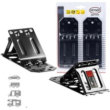 2 x Car Metal Wheel Chocks Tyre Brake Stoppers Ridged Foldable Wedges 347490