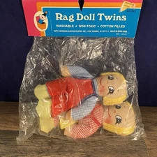 Vintage Rag Doll Twins New Original Packaging Boy Girl Washable Cotton Filled