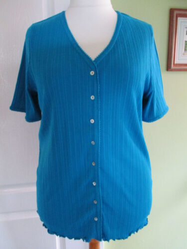 BNWT ESSENCE AT EVANS SIZE 18-20 WOMENS BLUE BUTTON FRONT T-SHIRT TOP - Picture 1 of 4