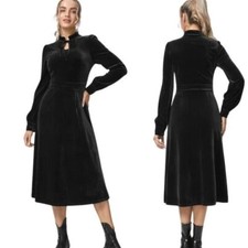 HALARA Black Stretch Velvet Midi Party Dress Size XL (16) NWT