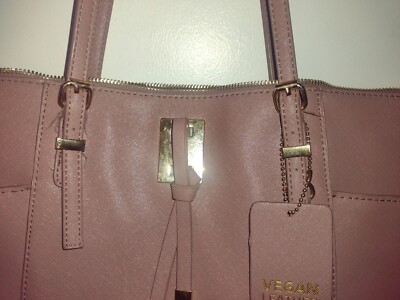 Beautiful Black Leather Miztique Hand Bag with Gold Accents and NWT 