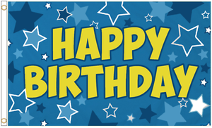 Joyeux Anniversaire Garcon Bleu Stars 5 X3 Drapeau Ebay