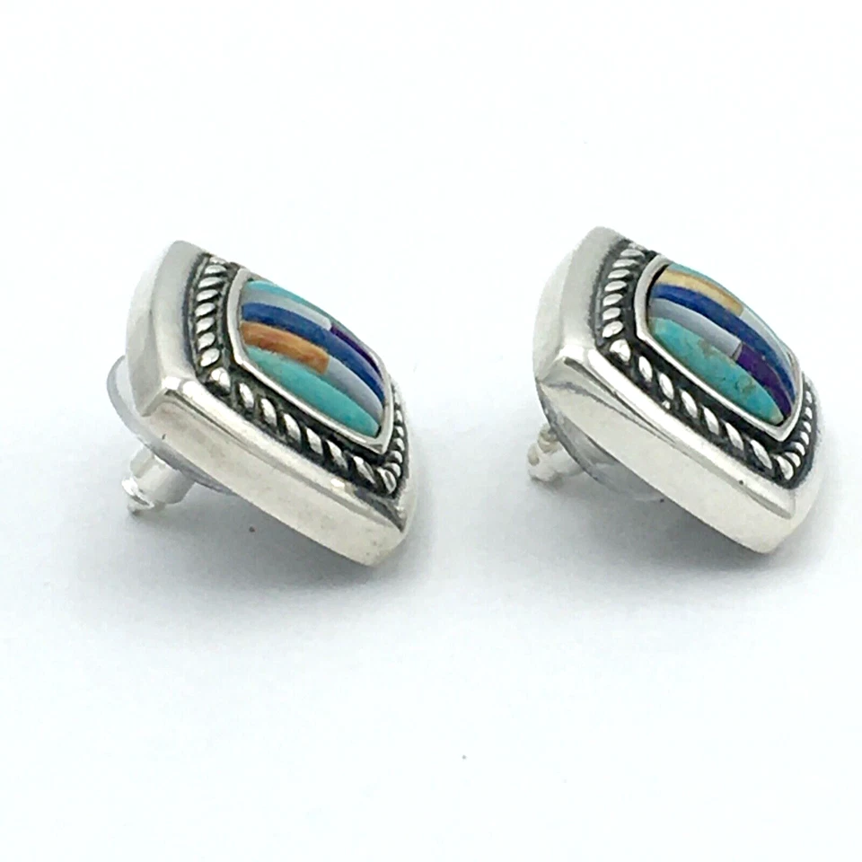 Pendientes CAROLYN POLLACK Relios - plata esterlina turquesa piedra incrustación Foto 3 de 4