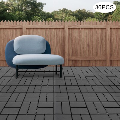 36pcs 12''x 12'' Waterproof Interlocking Wood Flooring Patio Deck Tiles Outdoor