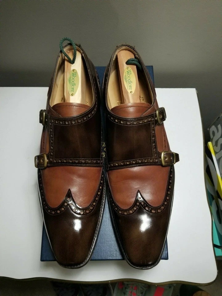 Arenque jaspe monge duplo pontas de asa nogueira conker polimento EUA 10,5 Reino Unido 9,5 - Imagem 2 de 4