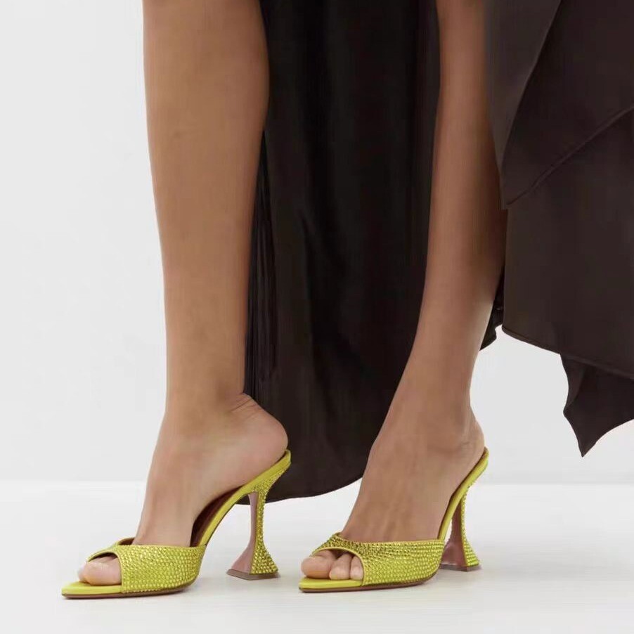 PANTOFOLA D’ORO Sandali ciabatte donna 34 43 strass punta aperta tacco alto sexy passerella estivi tg