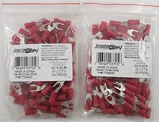 Lot of 2 Install Bay RVST8 Vinyl Red 22/18 Gauge Spade Terminals - Pack of 100