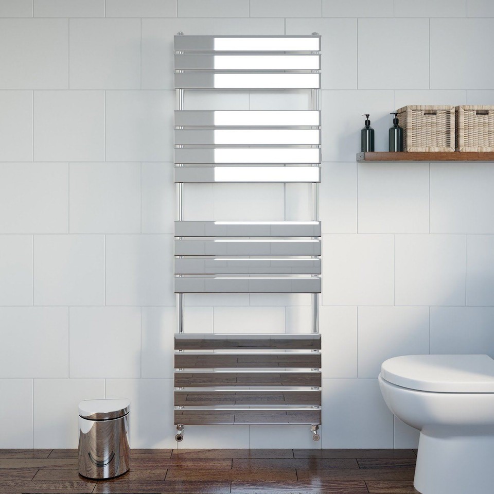 Flat Panel Heated Towel Rail Radiator Rack Chrome Designer Bathroom Rad ...