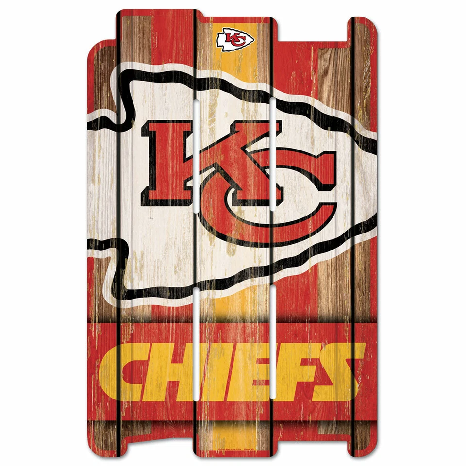 NFL Kansas City Chiefs Plank Fence Wood Sign Holzschild Holz Deko Zaun 43x28cm