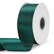 Solid Color Dark Green Double Faced Satin Ribbon 2" X 50 Yards Fabric Ribbons...