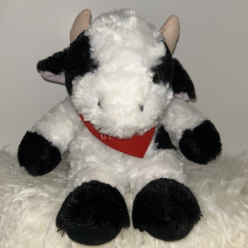 Stanford 125 University The Farm Stuffed Plush 9” Cow Black & White Red Scarf - Picture 2 of 11