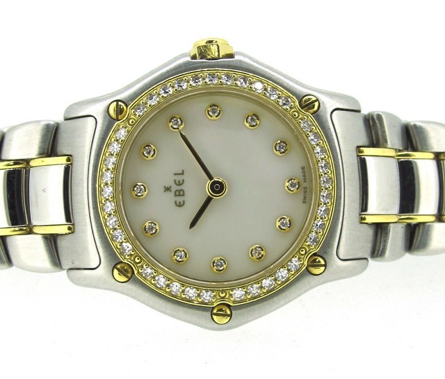 EBEL Ladies Gold and Diamond Bezel Stainless Steel Quartz Watch 25 mm