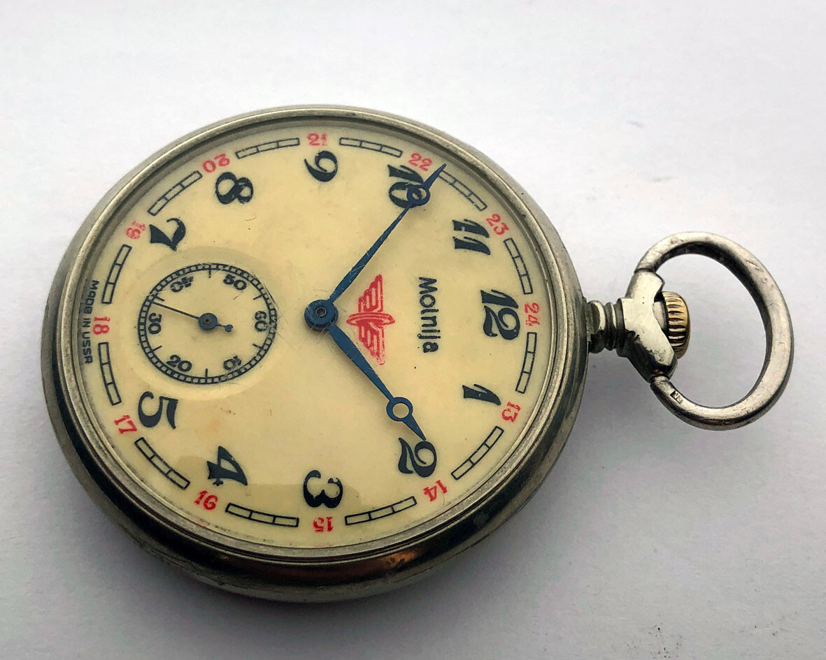Rare Old Original Russian (USSR) pocket watch Molnija Olympic