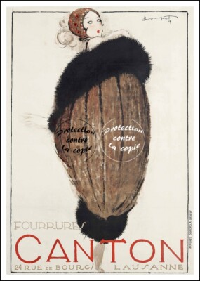 POSTER HQ 50x70cm eines VINTAGE POSTERS PUB PELZ KANTON LAUSANNE