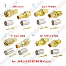 10/20x SMA RP-SMA Male Female Attachment RF Connector For LMR240 RG8X RG59 Cable