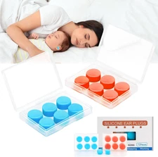 12PCS Silicone Ear Plugs Soft Silicone Ear Plugs for Sleeping Reusable Noise