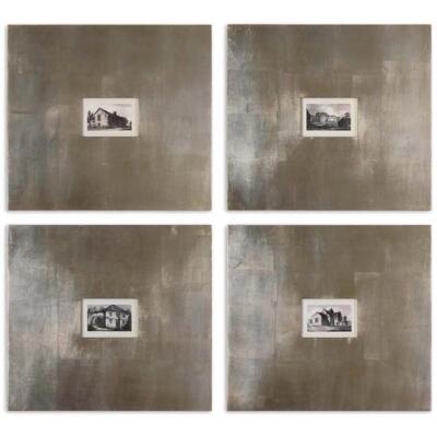 Uttermost Historical Buildings MDF Framed Art in Silver/Light Brown (Set of 4)