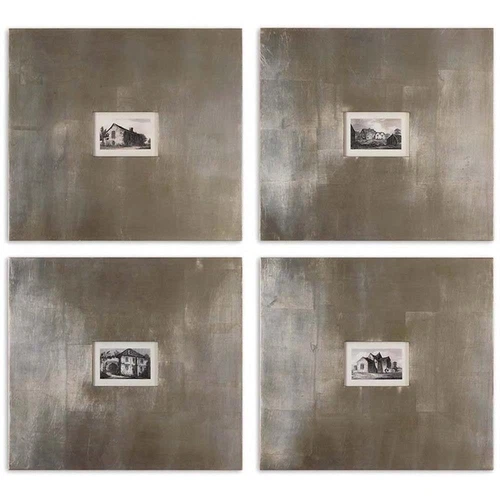 Uttermost Historical Buildings MDF Framed Art in Silver/Light Brown (Set of 4) - Picture 1 of 5