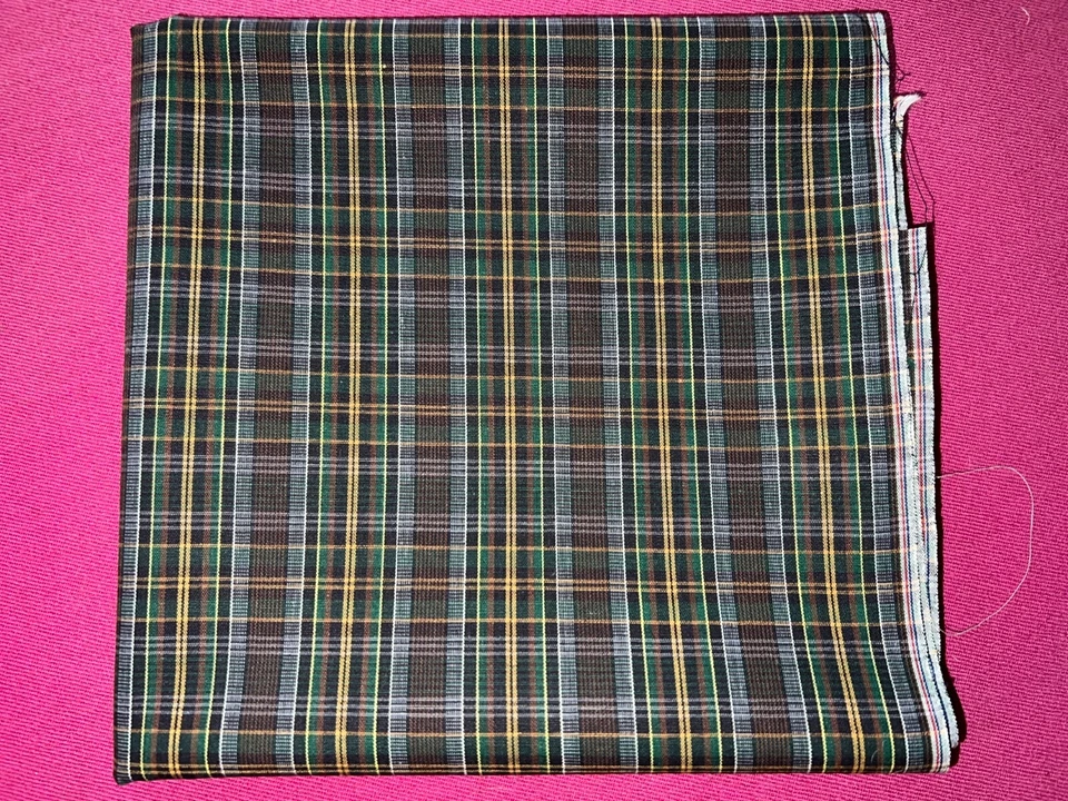Coupon de tissu ancien pur coton fermière écossais larg 84 cm x H 75 cm C059 - Photo 1/4