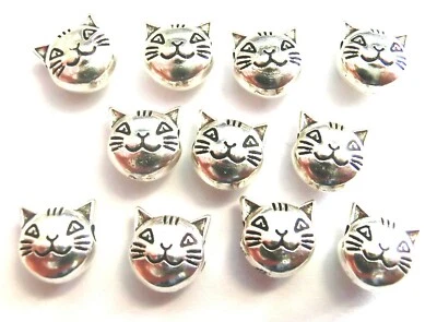 20 Spacer Katze 8mm Farbe antiksilber Mietze Metall Zwischenperlen #S637 - Bild 1 von 4