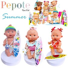 Pepote Summer PEPOTES 28cm Bambola Profumata in Vinile con Tavola da Surf Reborn