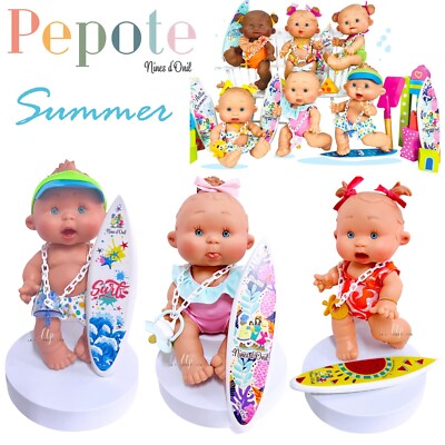 Pepote Summer PEPOTES 28cm Vinyl Duftpuppe mit Surfbrett Reborn