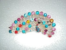 Peacock crystal Rhinestone hair clip Hairpin Multi Color