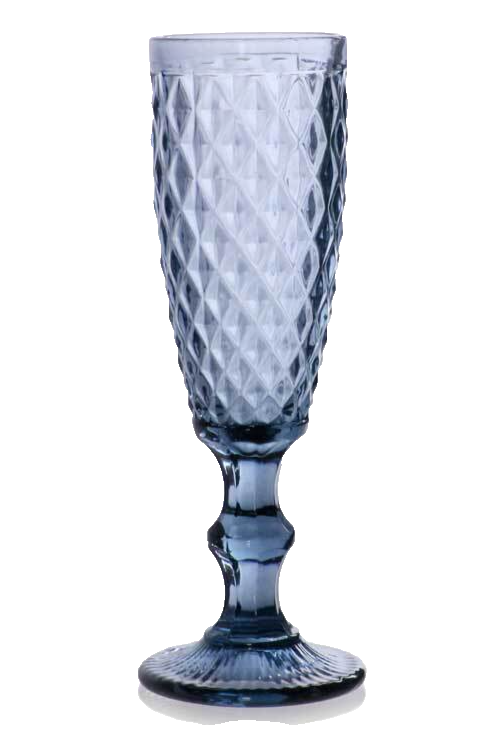 BICCHIERE FLUTE Spumante Champagne Calice VETRO shot DIAMANTE BLU 20CM 140CC