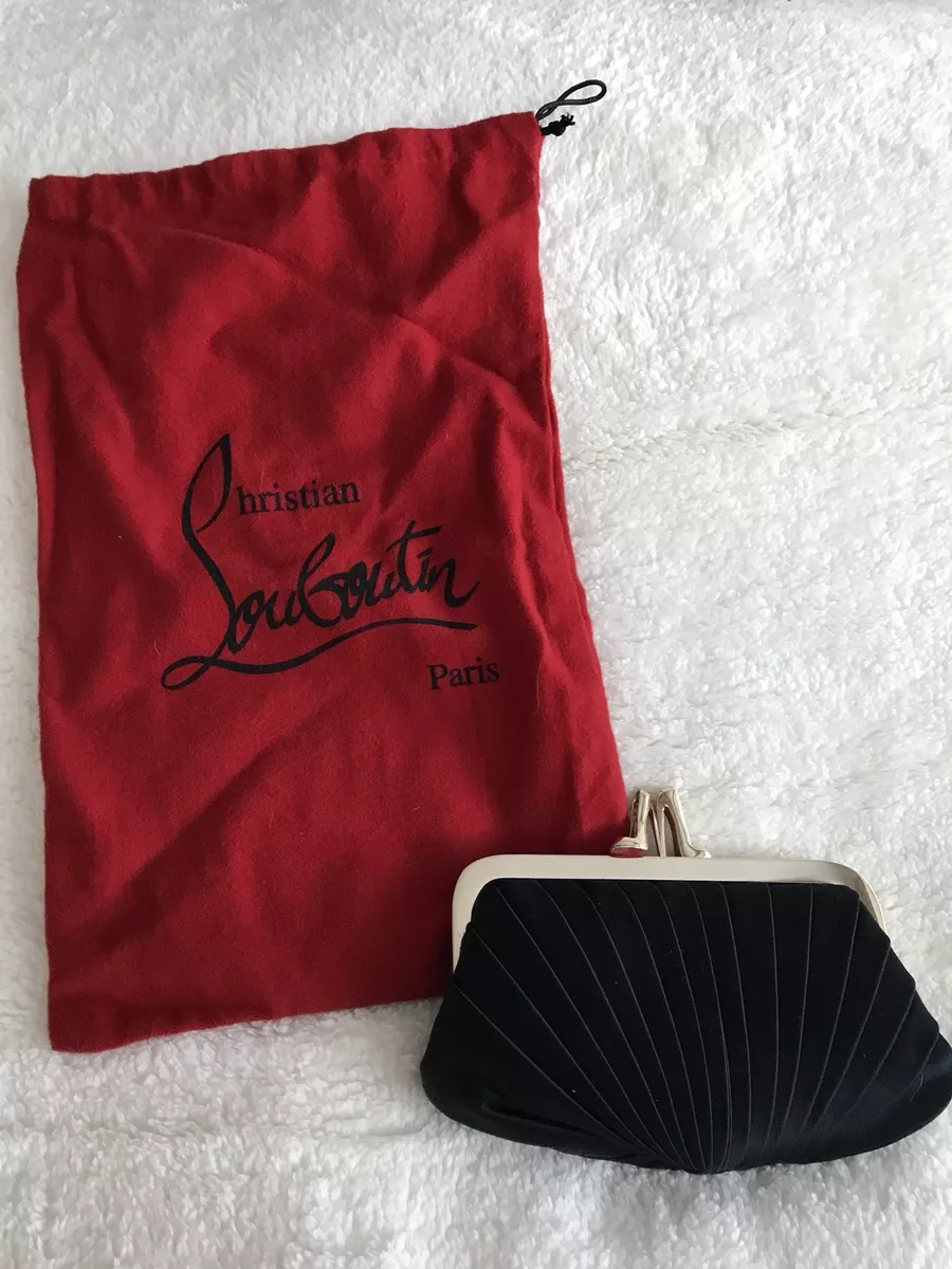 Christian LouBoutin Black Gold And Red Satin Clutch Evening