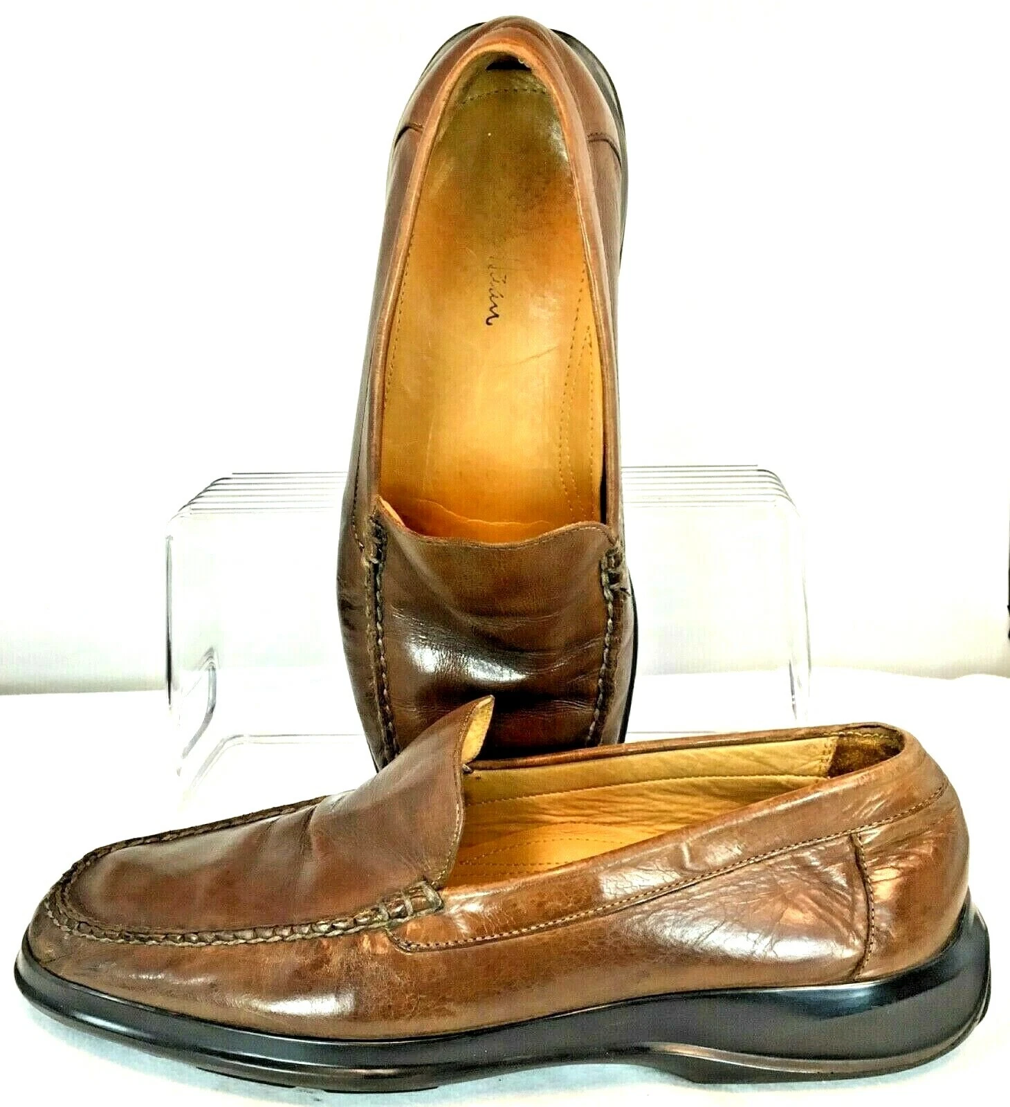 NIKE Mocassino Cole Haan Air Dempsey da uomo 7 5 M marrone pelle scarpa veneziana 05779