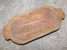 Carved Wooden Dough Bowl Primitive Wood Trencher Tray Rustic Home Decor 18 5/8"