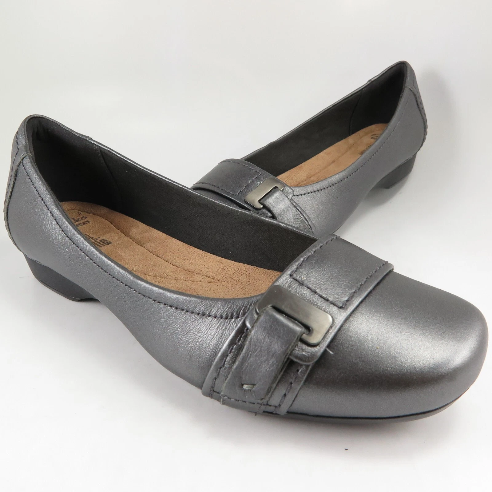 Mocassini Clarks BLANCHE eleganti ballerine donna taglia 9M pelle argento