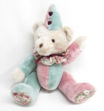 1991 Dakin Teddy Bear Jointed Pink Floral Jester