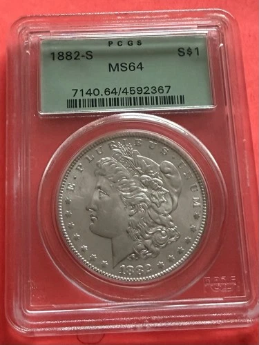 1882-S Morgan Silver Dollar MS64 Old PCGS Green label