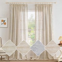 Leinen Gardinen VorhäNge KräUselband Modern Voile 140X260 Cm 2Er Set BräUnlich