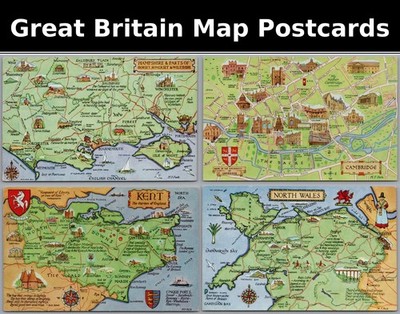 England Schottland Wales Karte UK Britische Postkarten - Auswahl aus 19