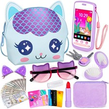 Toddler Play Purse for Little Girls, 30PCS Kids Purse with Pretend Play Princ