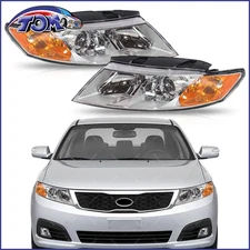 Front Left & Right Chrome Bezel Headlights For 2009-2010 Kia Optima Magentis
