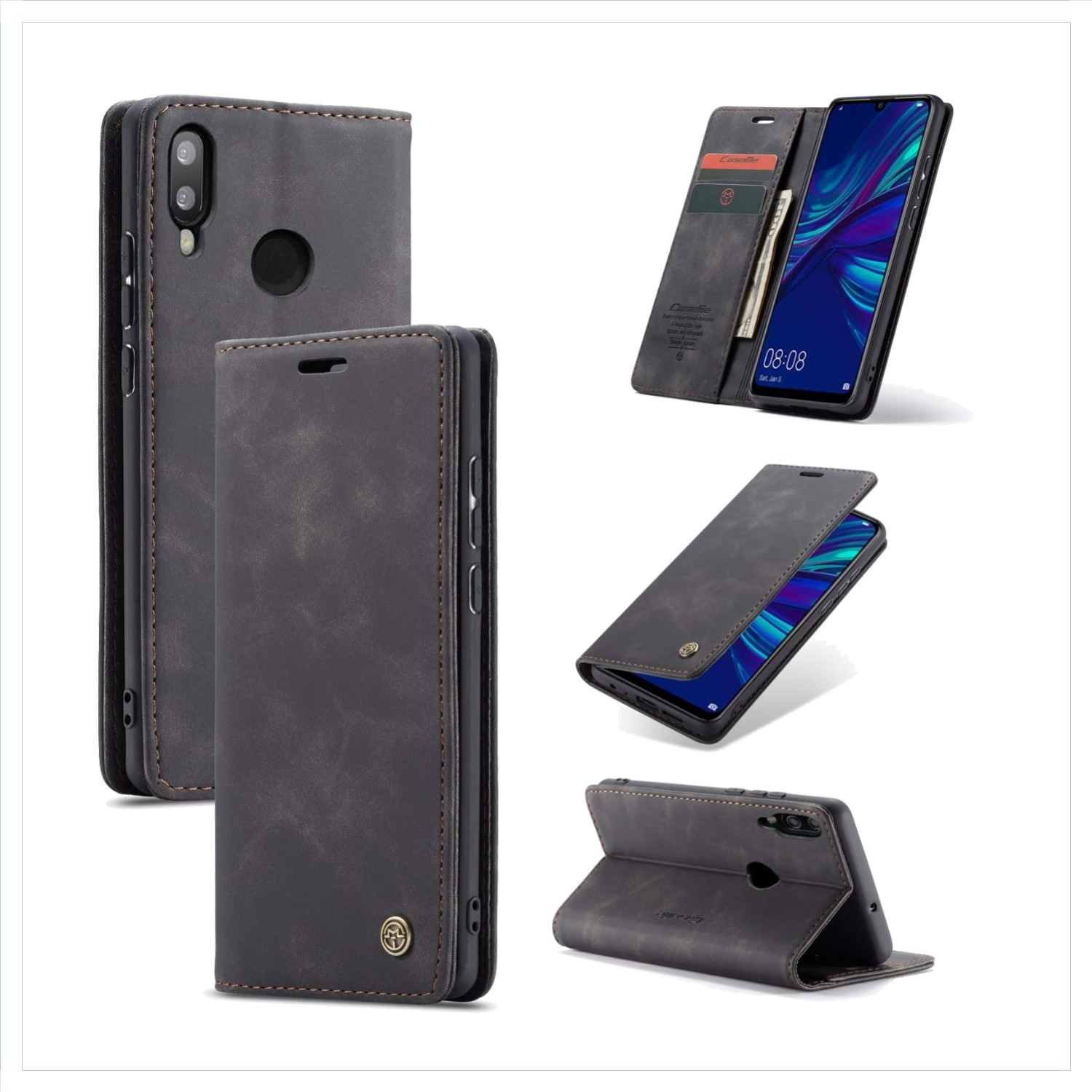 Huawei P Smart 2019 Hülle  Klapphülle Wallet Schwarz Smartphone