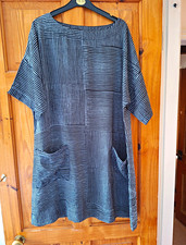 Dress Over Head Pockets Sleeves Jazzy Pattern Patchworkesque 100% Rayon Large
