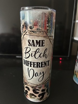 Novelty Multicolor Insulated Tumbler With Lid Stainless Steel 'Same Bitch Diffe 