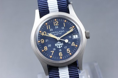 Near MINT] Hamilton Khaki 9797 Blue Dial Military Quartz Men's