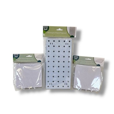 Lot of 3 Creatively Organized By Jot Off White (2) Square Shelf & (1) Pegboard