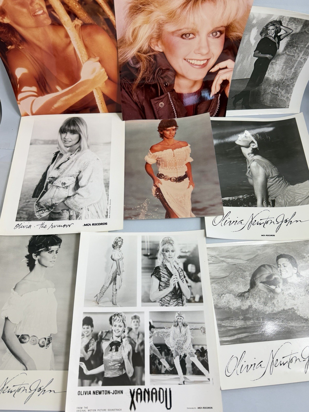 Colección de fotos de prensa de Olivia Newton-John de colección lote de 9 piezas rumor Xanadu MCA