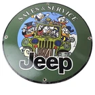 Vintage Jeep Porcelain Sign - Garage Shop Gas Service Station Pump Plate Sign