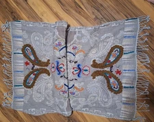 Pashmina Taupe Paisley Scarf Embroidered Colorful Boho Artsy Cozy Warm Fall