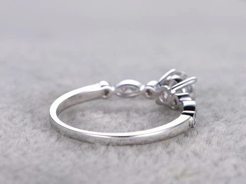 0.92 Ct Round Cut Real Moissanite beautiful Wedding Ring 14K White Gold ALL Size - Image 3 of 4