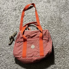 Borsa a mano Kipling Jonesy arancione bianca modello a righe tracolla usata in ottime condizioni scimmia